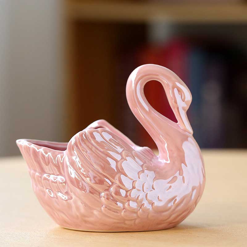 Elegant Swan Ceramic Candle Holder Creative Home Decor Wedding Gift Color:Pink 1