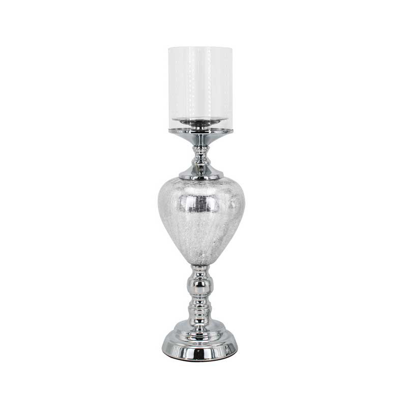 Silver Metal and Glass Candlestick European Home Decor Ornament