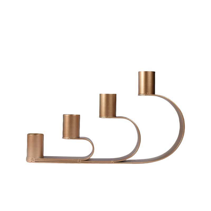 Minimalist Iron Four-Head Candlestick , Black/Gold