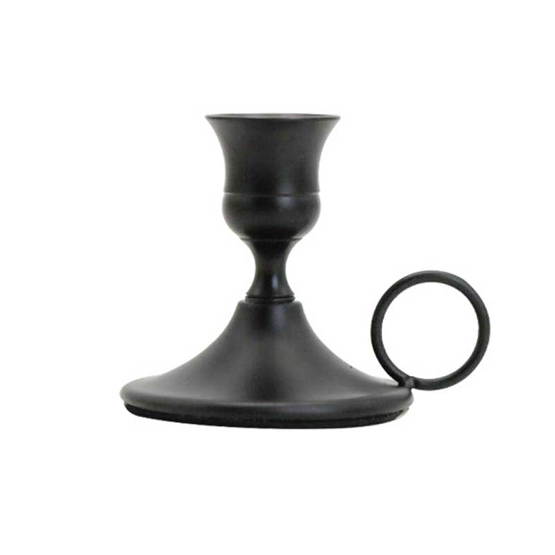 Nordic Iron Candlestick Holder With Round Handle Black
