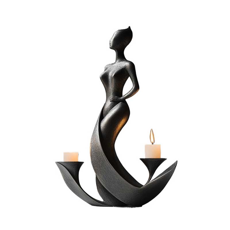 Elegant Mermaid Resin Candle Holder Abstract Art Figurine Copper