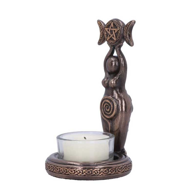 Triple Goddess Resin Candle Holder Retro Celtic Knotwork Decor Color:Copper 4