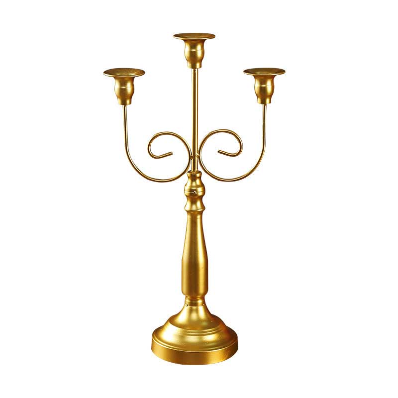 European Vintage Three-Arm Iron Candle Holder