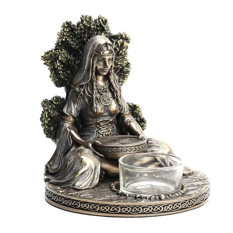 Earth Mother Goddess Resin Candle Holder Celtic Tree of Life Ornament