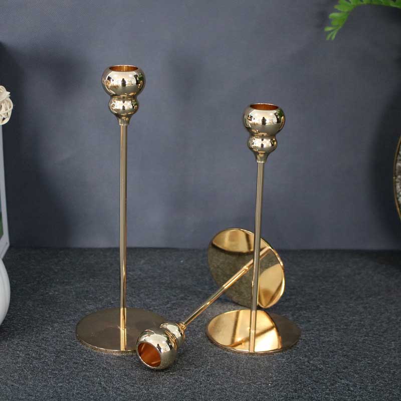 Minimalist Luxury Tall Candlestick Holder Set of 3 Color:Gold;Size:8*8*15cm 2