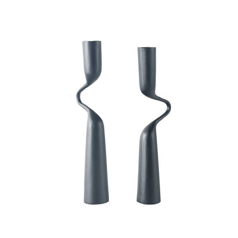 Pewter Alloy Twisted Line Iron Candle Holder