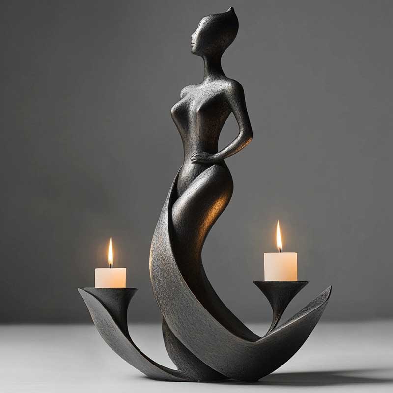 Elegant Mermaid Resin Candle Holder 2 lights Color:Copper 1