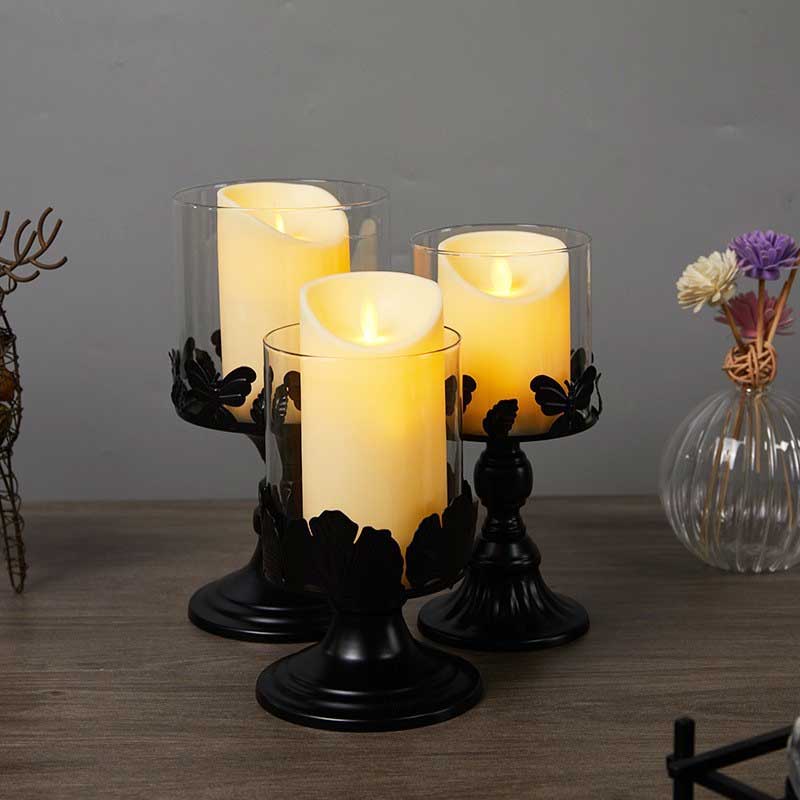 Black Butterfly Hurricane Candle Holder Set Color:Black 2