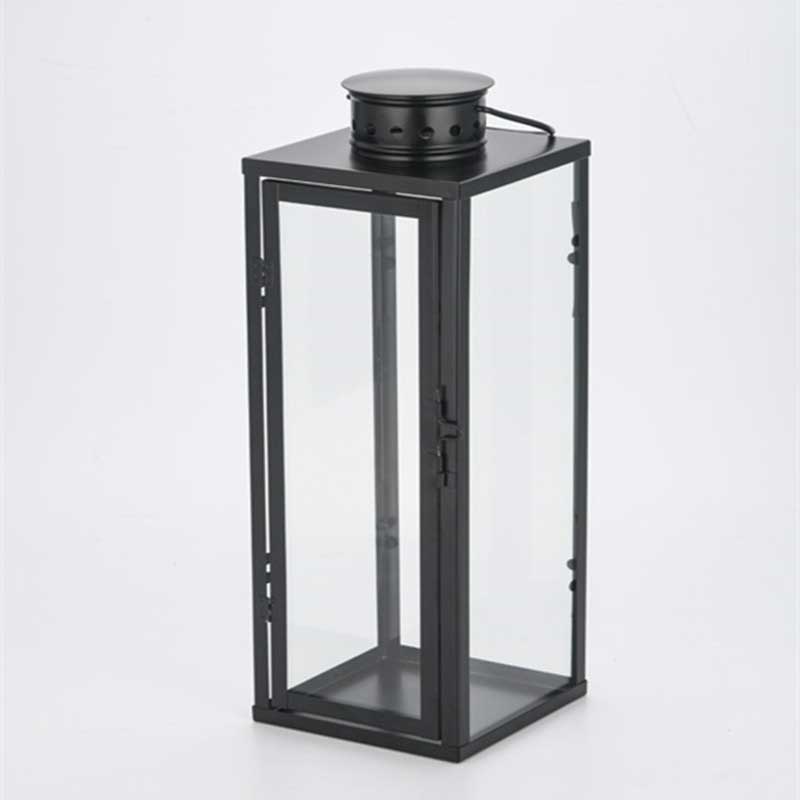 Square Iron Lantern Candle Holder Vintage Handheld Outdoor Decor Size:10*10*24cm 1