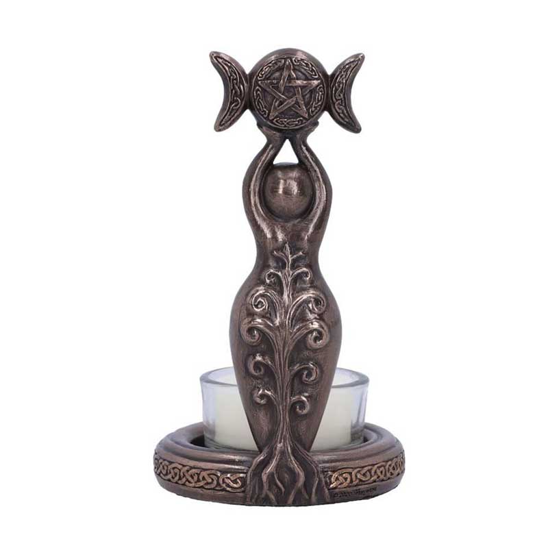 Triple Goddess Resin Candle Holder Retro Celtic Knotwork Decor Color:Copper 3