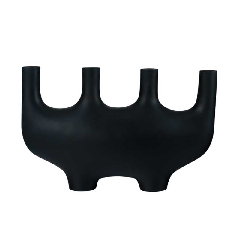 Abstract Resin Multi-Arm Candle Holder , Matte Black