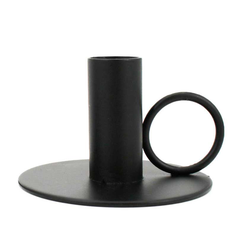 Minimalist Iron Candle Holder Black