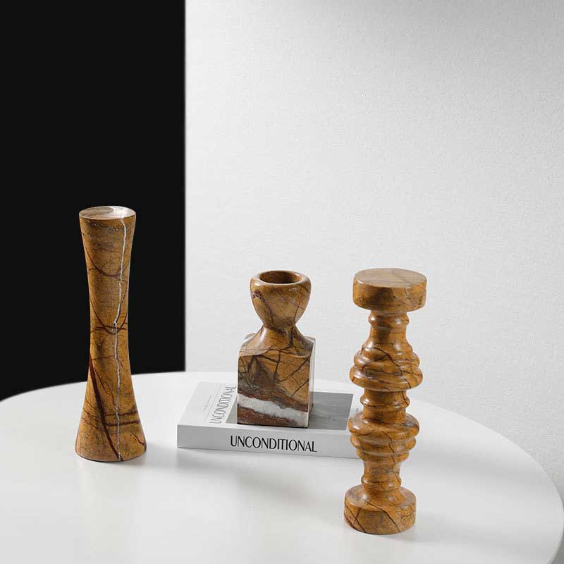 Wabi-Sabi Natural Marble Candlestick Holder Color:Default 1