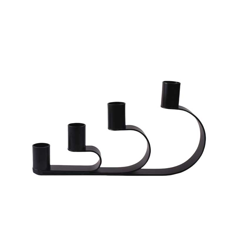 Minimalist Iron Four-Head Candlestick , Black/Gold Black