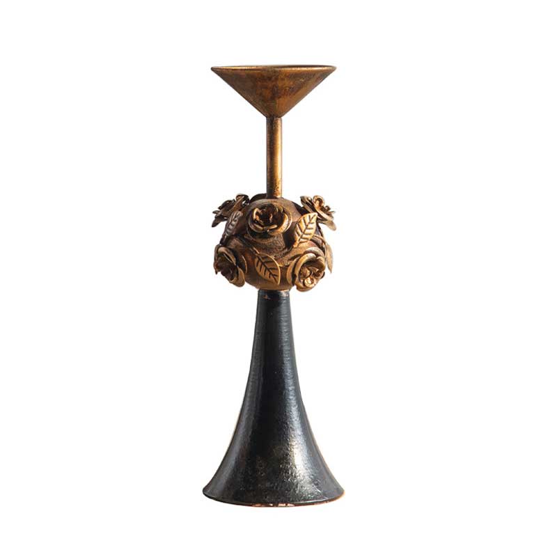 Vintage Iron Rose Candlestick Holder