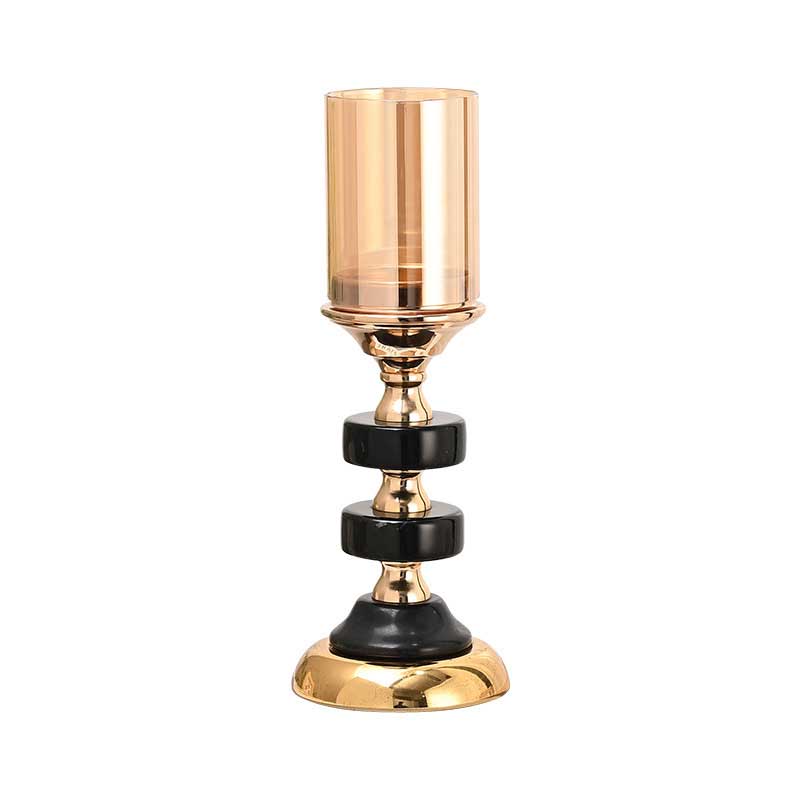 Luxury Iron Amber Glass Candle Holder