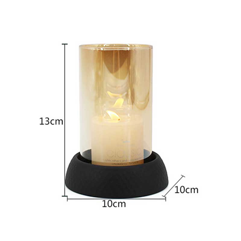 Amber Class Pillar Hurricane Candle Holder ,Textured Base Color:Black 1