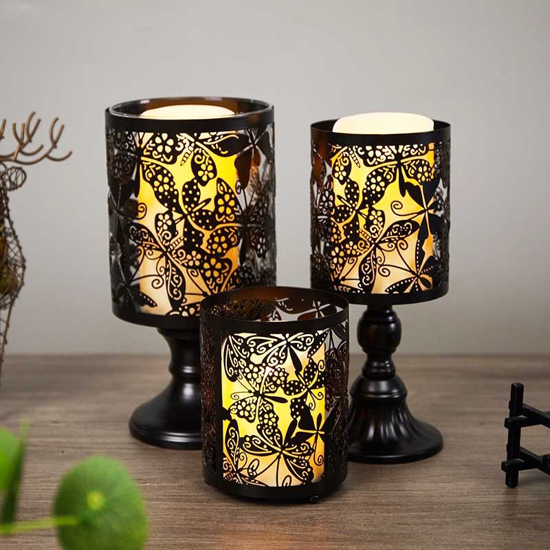 Black Butterfly Cutout Votive Candle Holder Set of 4 Size:10.5*12.5cm 2
