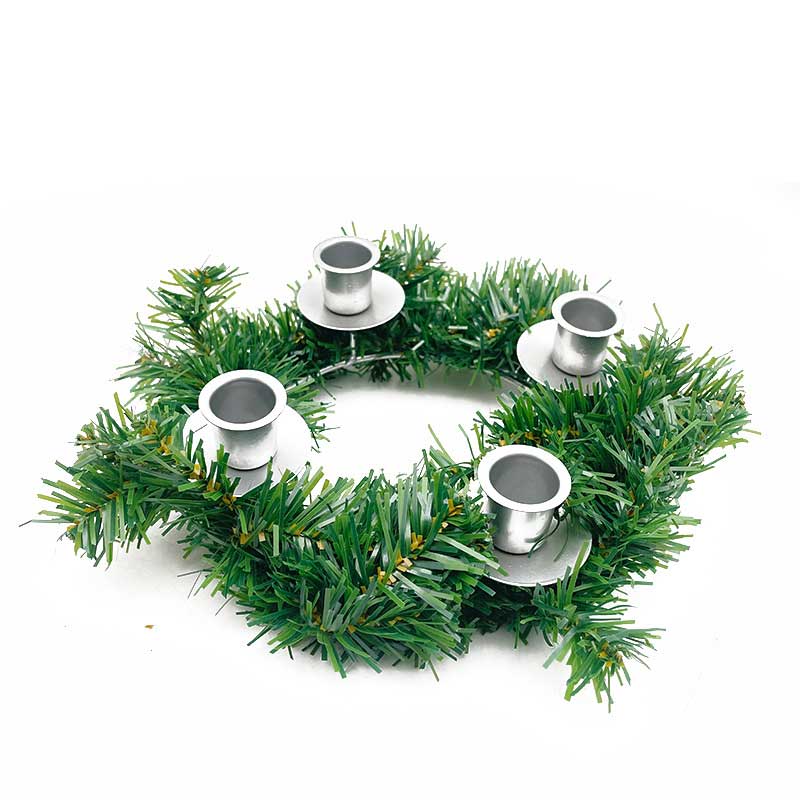 Christmas Pinecone Red Berry Iron Candlestick | Festive Wreath Candle Holder Silver