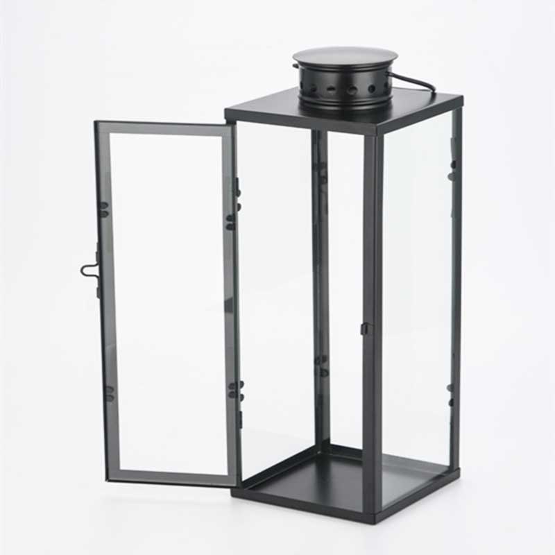 Square Iron Lantern Candle Holder Vintage Handheld Outdoor Decor Size:10*10*24cm 2