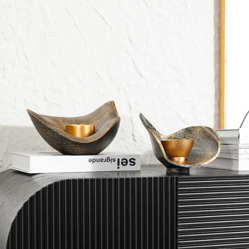 Vintage Distressed Resin Candlestick, Gold Ingot Shape, Gold & Black Style:Style1 2