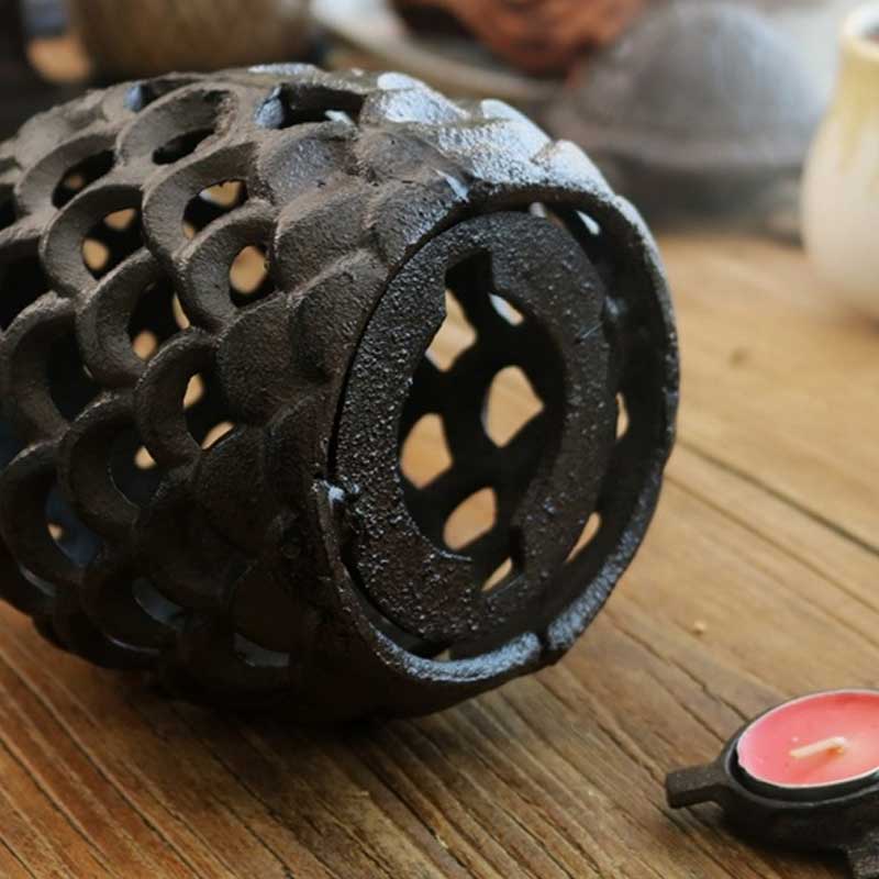 Cast Iron Pinecone Candlestick | Vintage Hollow Table Decor Size:12*18.5cm 1