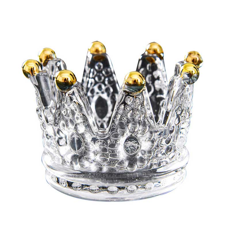 Embossed Glass Crown Tealight Holder