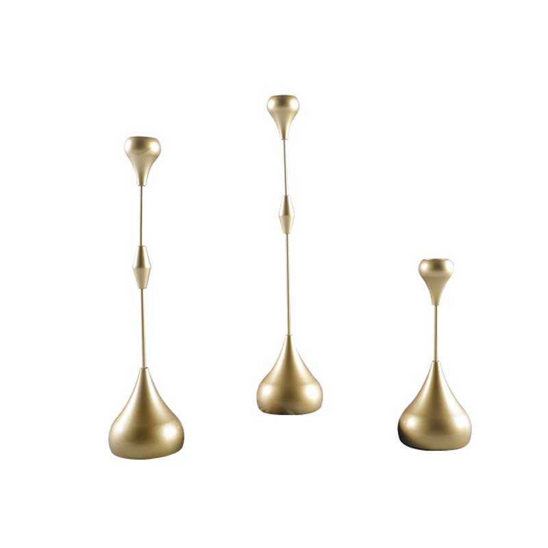 Nordic Modernist Aluminum Candlestick Holders, Set of 3 Color:Golden;Size:7*7*34cm