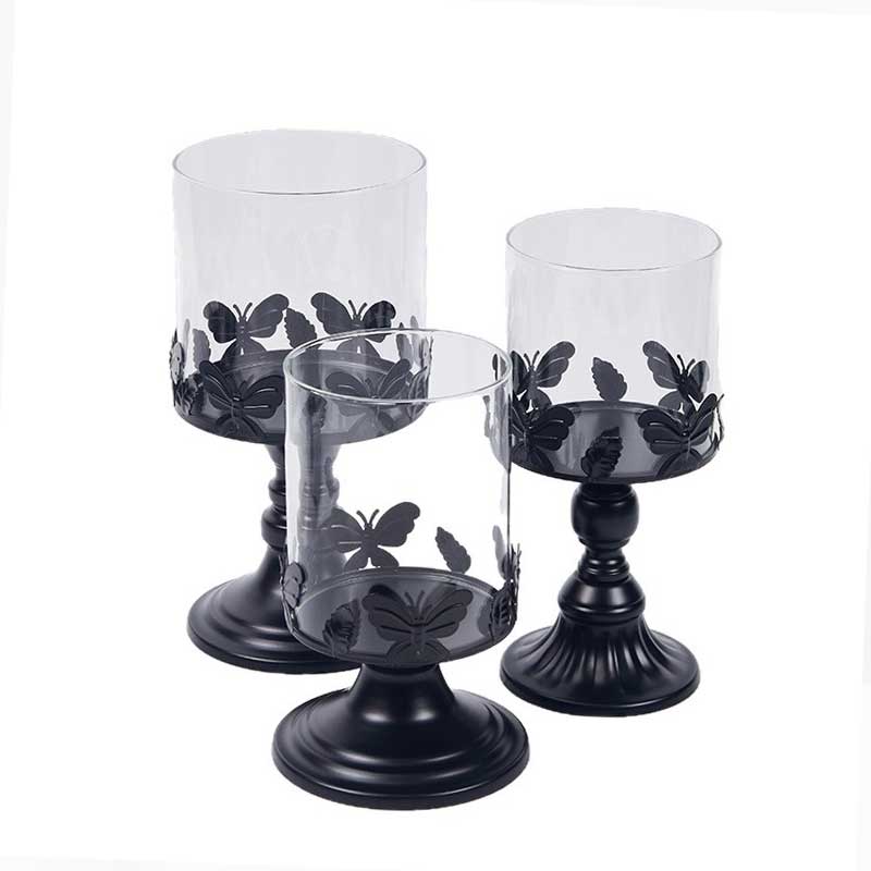 Minimalist Iron Butterfly Candlestick Set of 3