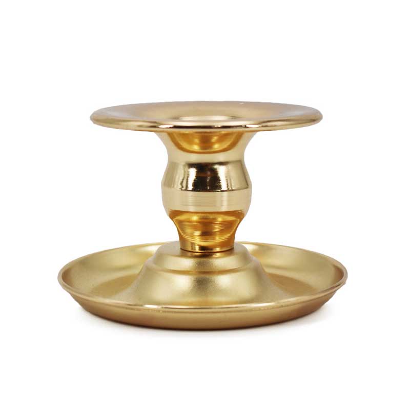 Minimalist Iron Candlestick, Gold/Black/Cream, 9.5cm