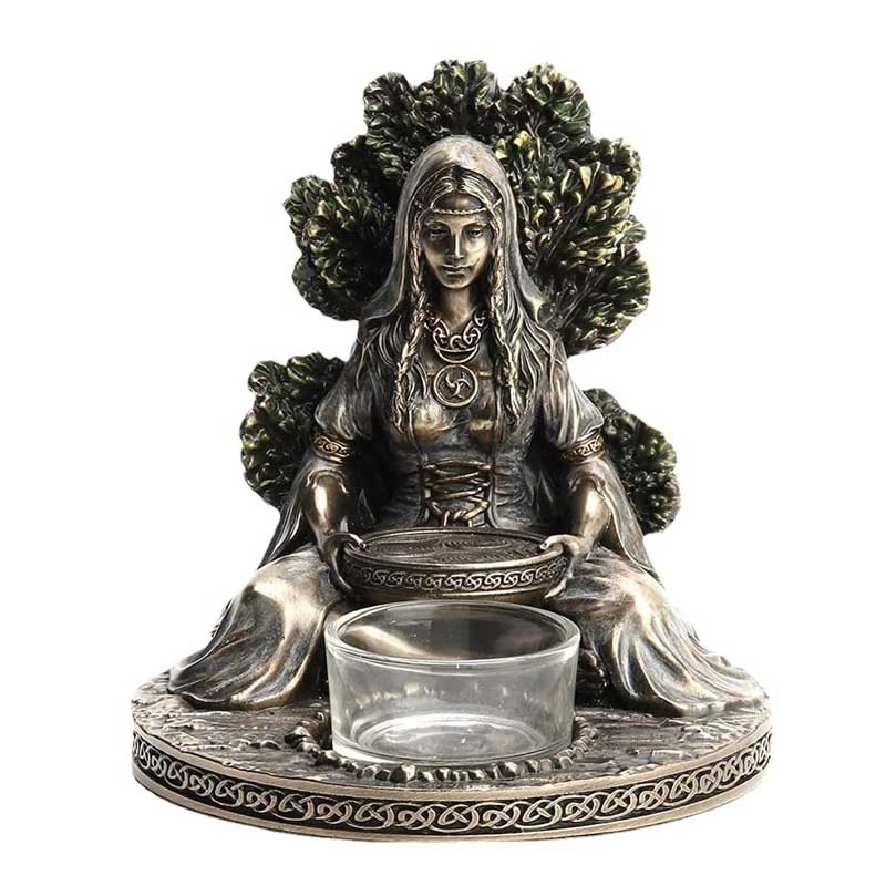 Earth Mother Goddess Resin Candle Holder Celtic Tree of Life Ornament Color:Copper 1