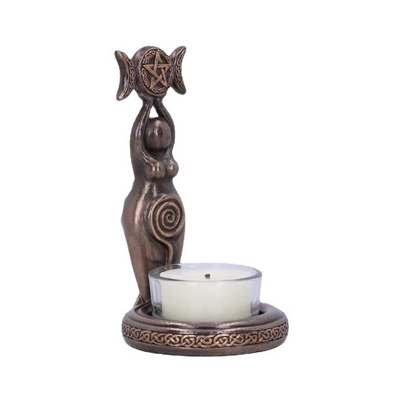 Triple Goddess Resin Candle Holder Retro Celtic Knotwork Decor