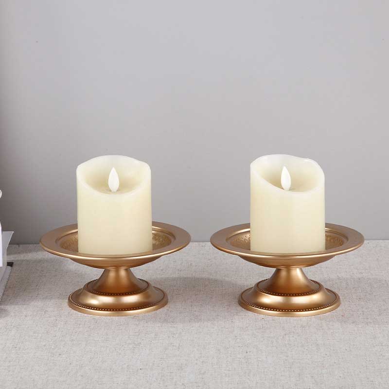 European Retro Gold Iron Candle Holder Beaded Edge Color:Golden 1