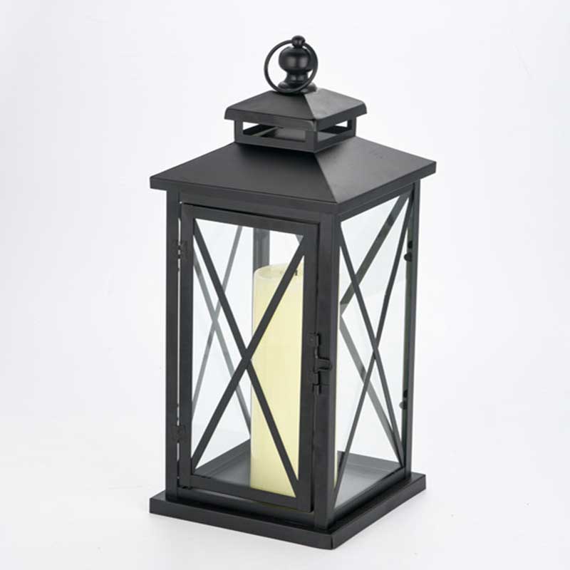 Vintage Iron Criss Cross Floor Square Lantern Size:16*16*40cm 3