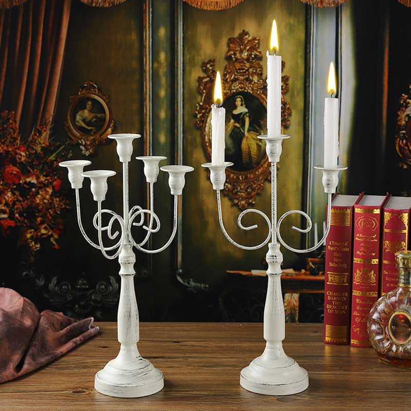 European Vintage Three-Arm Iron Candle Holder Color:Golden 1