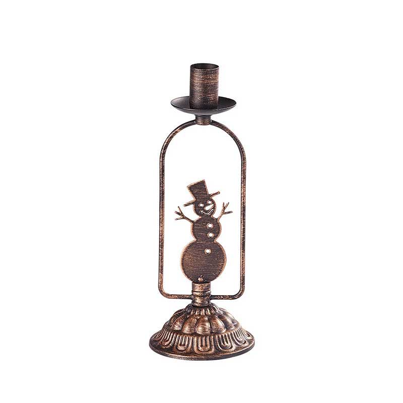 Antique Christmas Iron Candle Holders Snowman