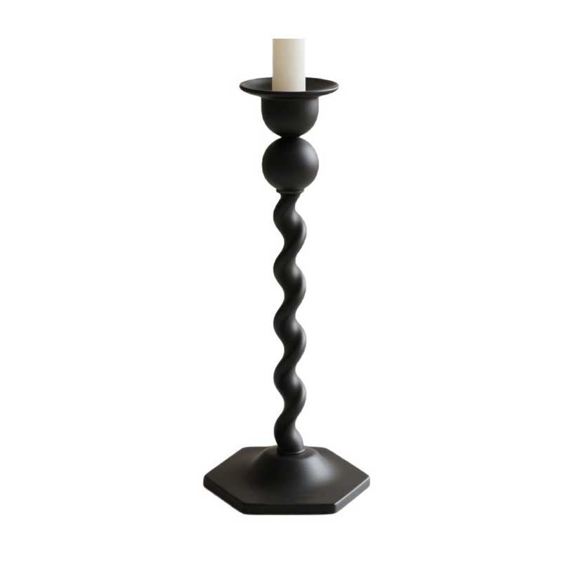 Black Spiral Iron Candlestick, Creative Twisted Tall Candle Holder