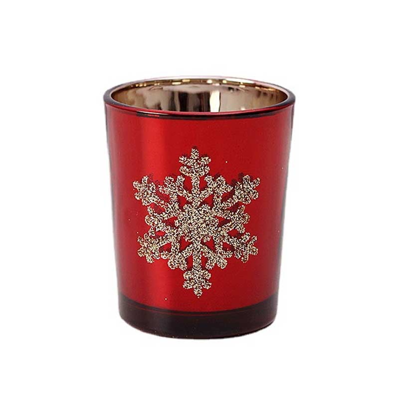 Christmas Glass Votive Candle Cup Set - Reindeer, Snowflake, & Christmas Tree