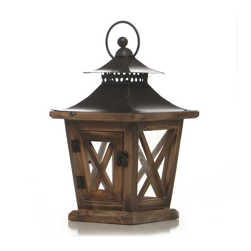 Vintage Distressed Wooden Candle Lantern