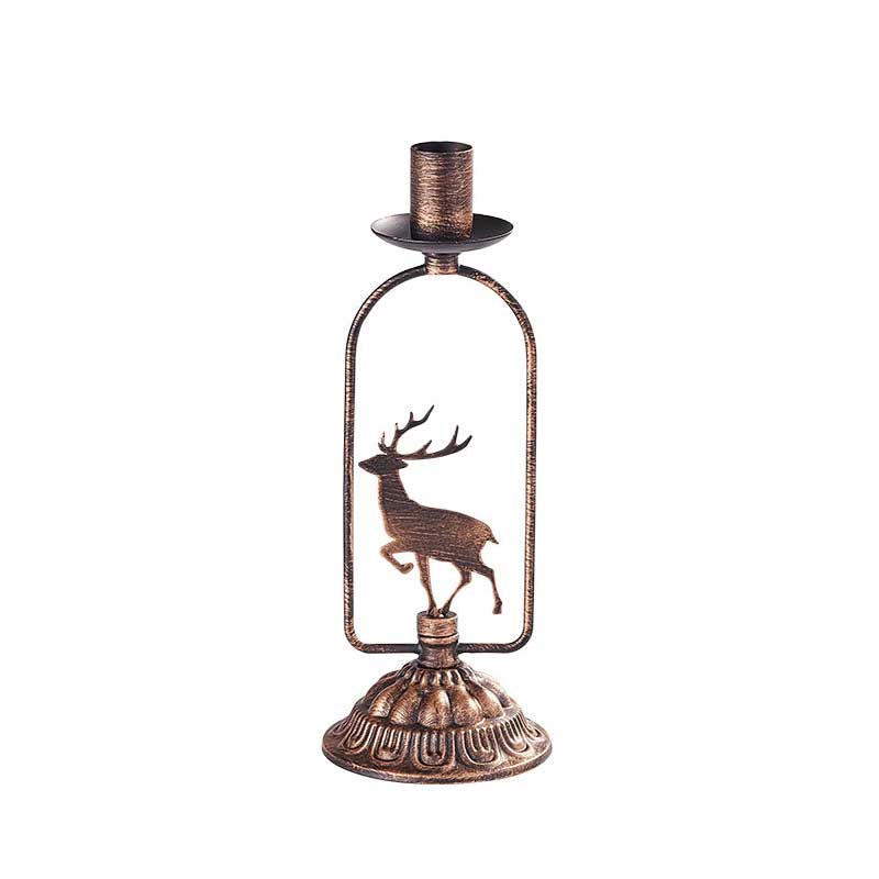 Antique Christmas Iron Candle Holders Reindeer