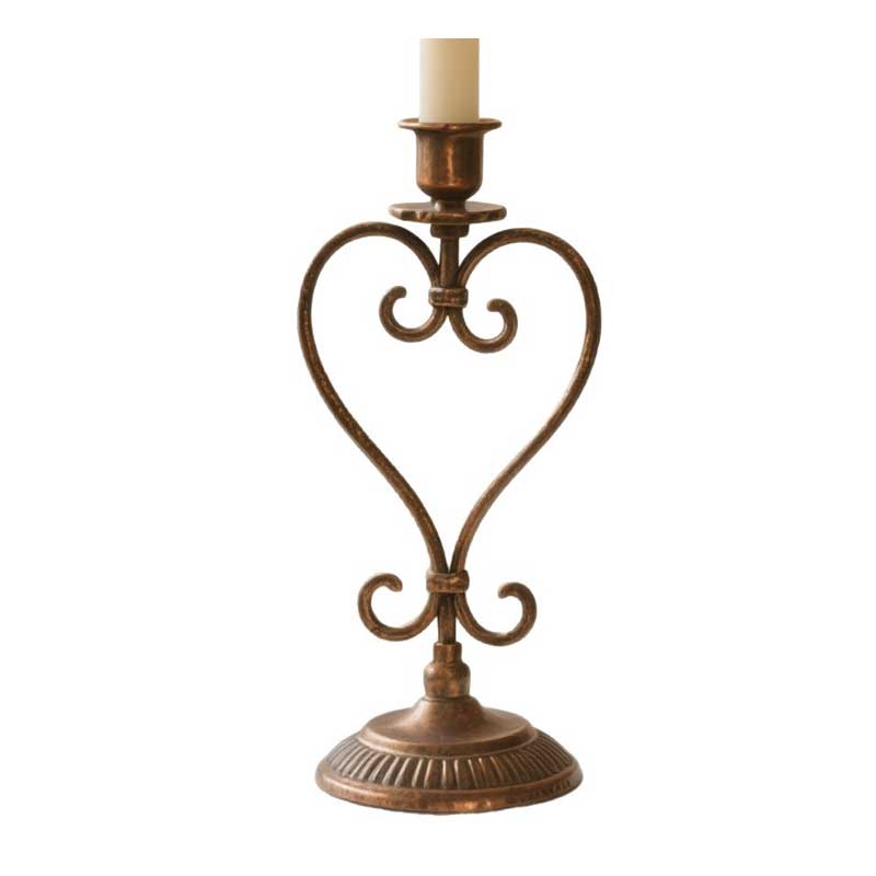Vintage Heart-Shaped Iron Candlestick | European Style Lotus Candle Holder