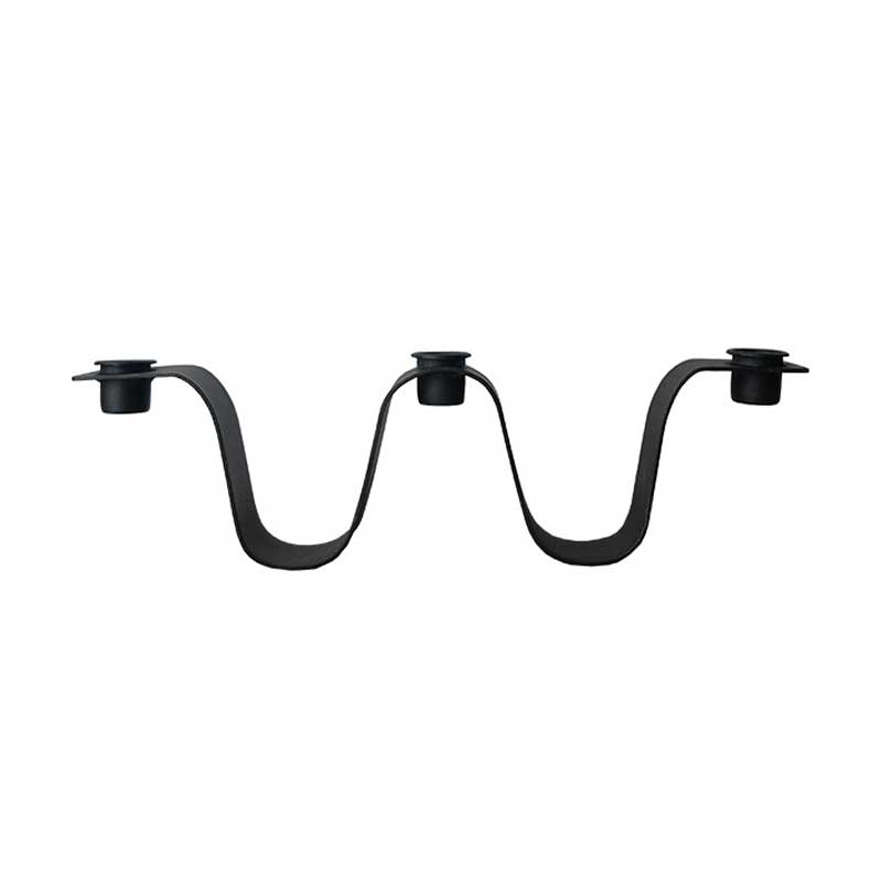 Three-Head Retro Wave Wrought Iron Candle Holder