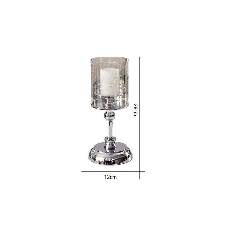Set of 3 Electroplated Iron Candlestick Holders with Glass Shade 12*26cm