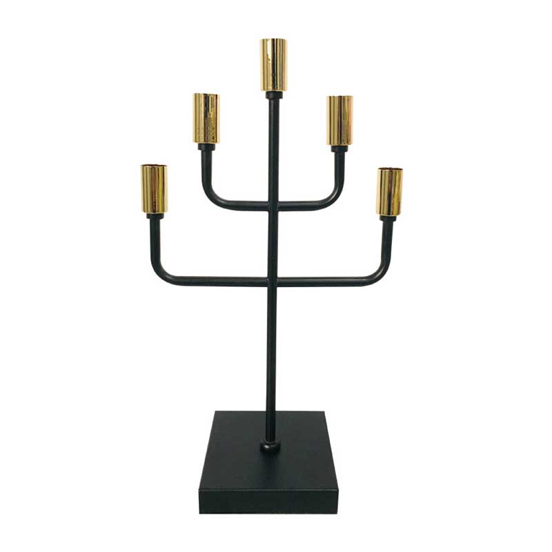 Gold Black Modern Minimalist 5-Arm Iron Candelabra