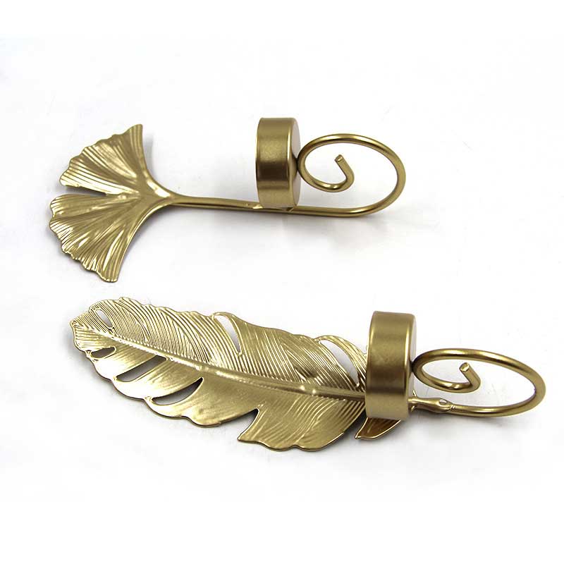 Creative Golden Leaf Wall Sconce Candlestick , Ginkgo & Feather Decor