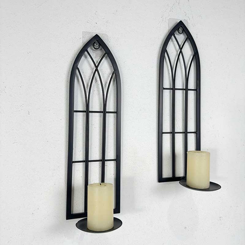 Gothic Vintage Iron Wall Sconce Candle Holder Color:Black 4