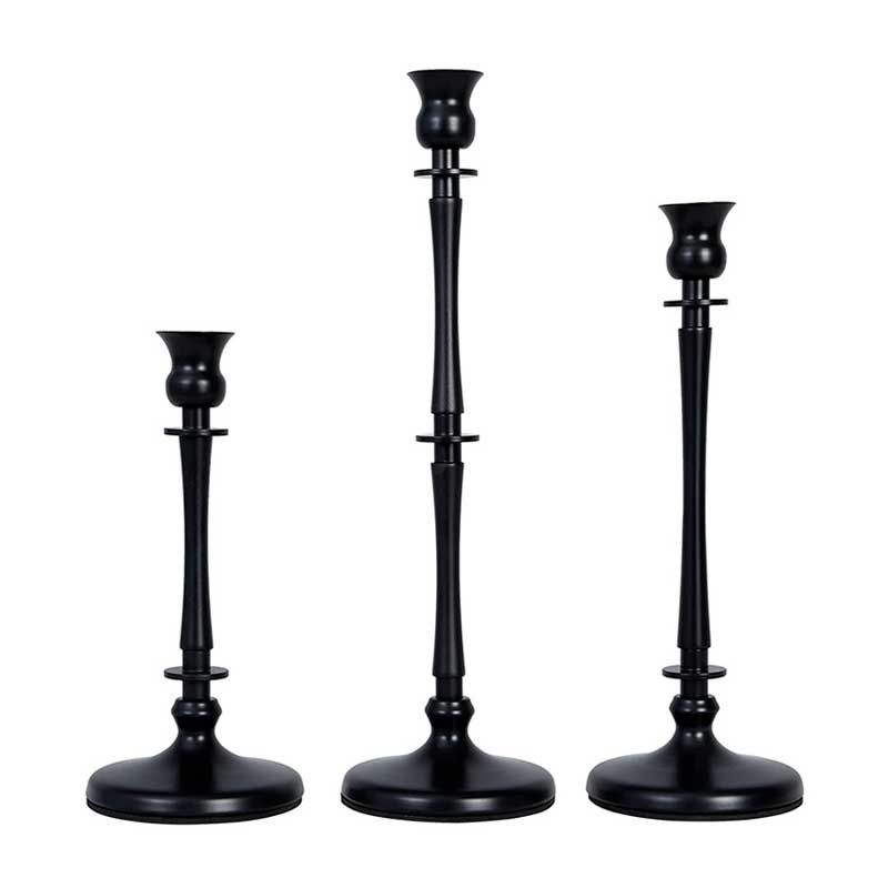 Wrought Iron Candlestick Set ,3-Piece Taper Candle Holder