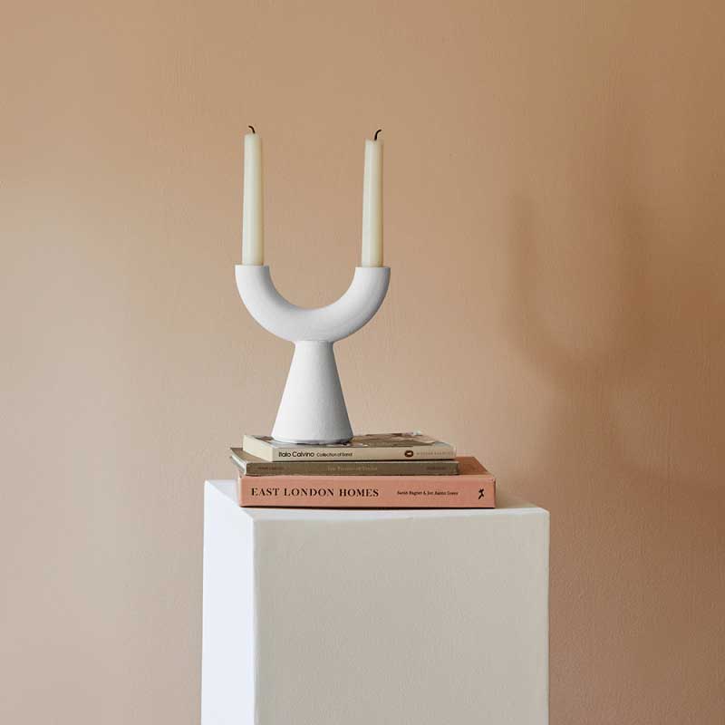 Minimalist Ceramic Two-light Candle Holder Color:White 1