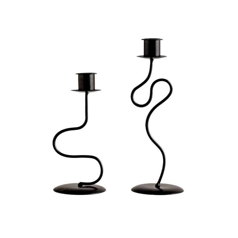 Modern Minimalist Twisted Iron Candle Holders (Set of 2)
