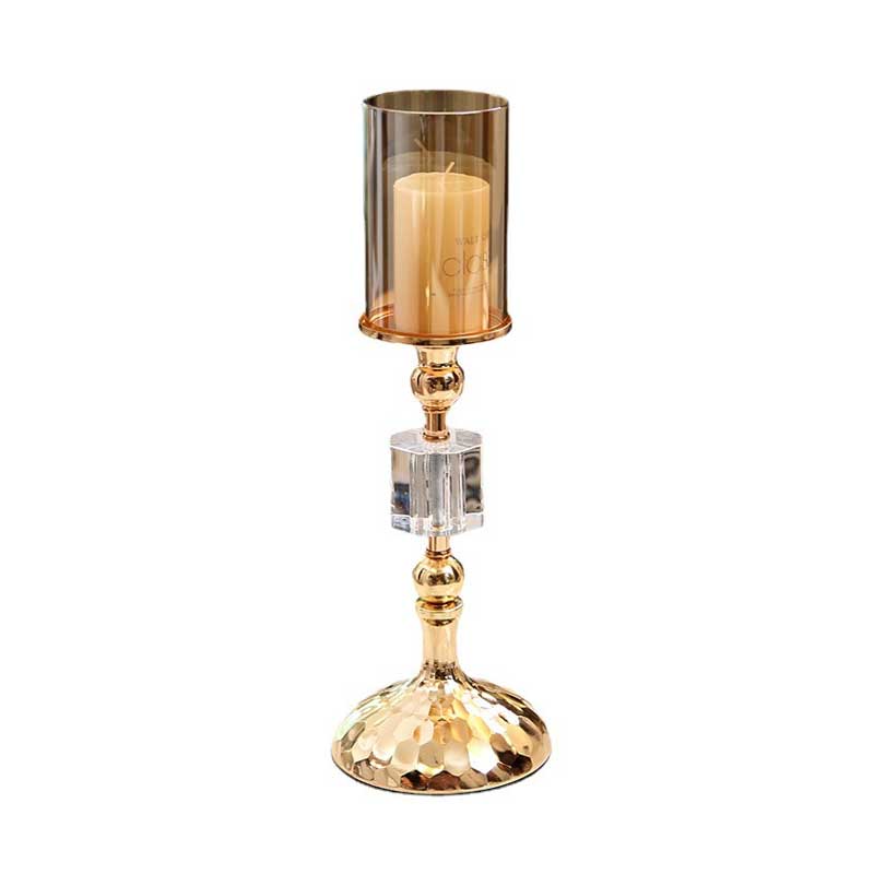 Luxury Crystal Amber Glass Candlestick Holder